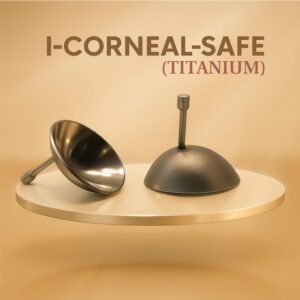 I-CORNEAL-SAFE titanium corneal eye shield for laser protection during aesthetic and surgical procedures