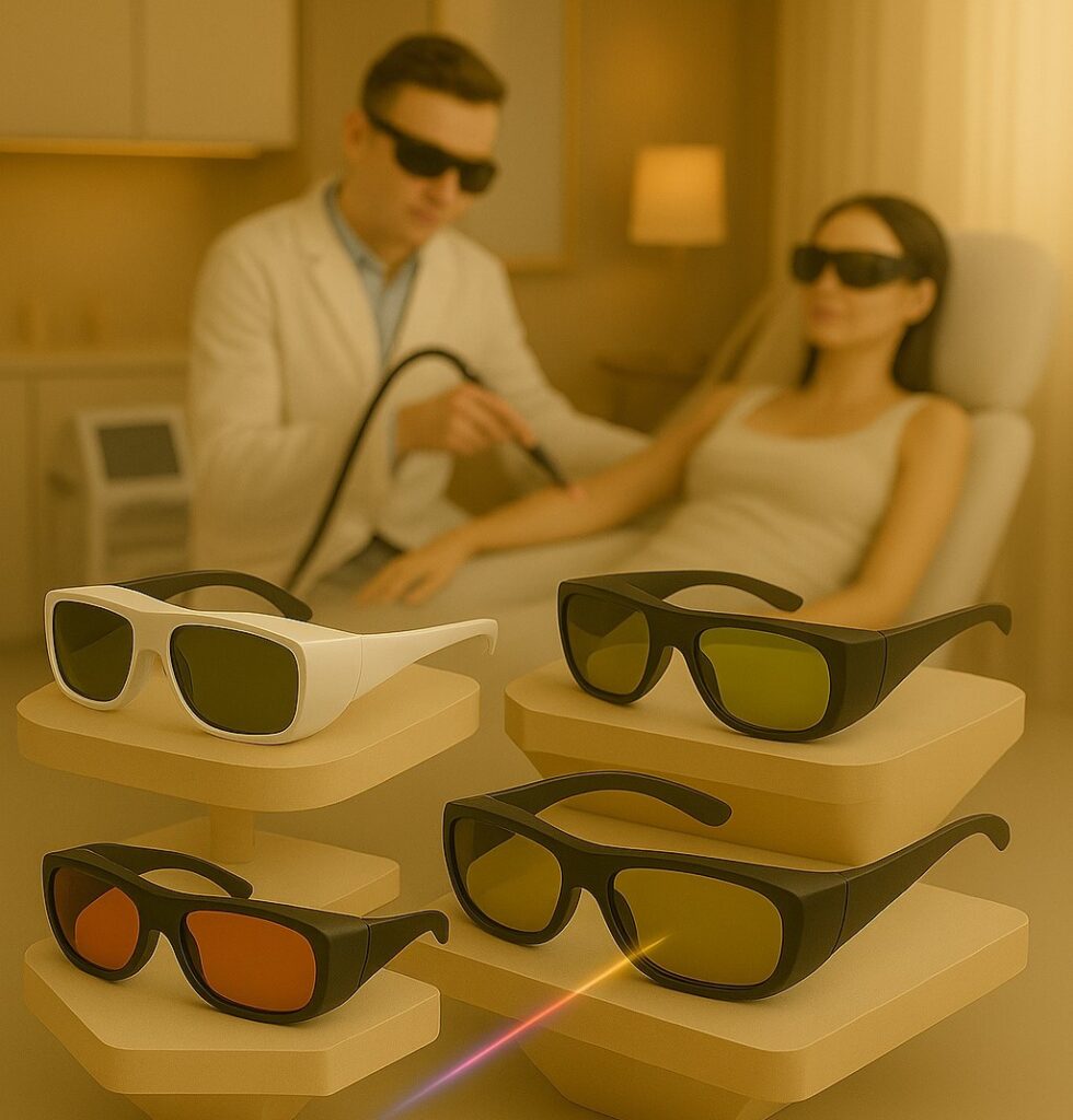 Homepage banner: Isafelasergoggles protecting eyes from laser, German flag, globe icon.