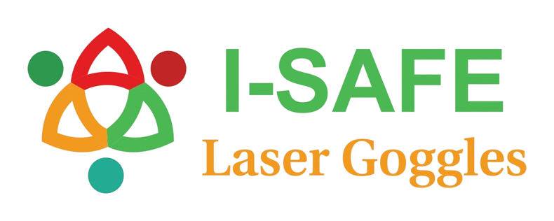Isafelasergoggles brand logo featuring stylized text and a protective goggle icon