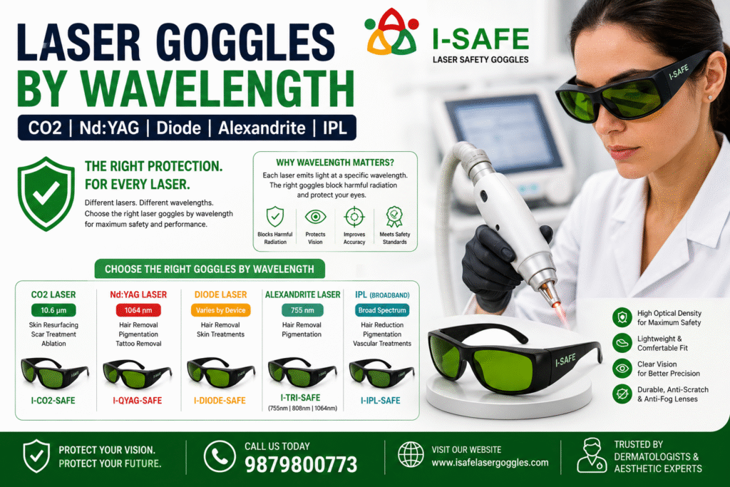 Laser goggles by wavelength for CO2, Nd:YAG, Diode, Alexandrite and IPL lasers – iSafe