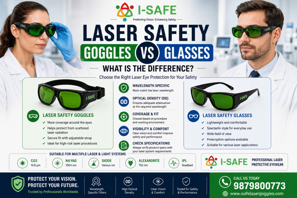 Laser safety goggles vs laser safety glasses – iSafe laser eye protection